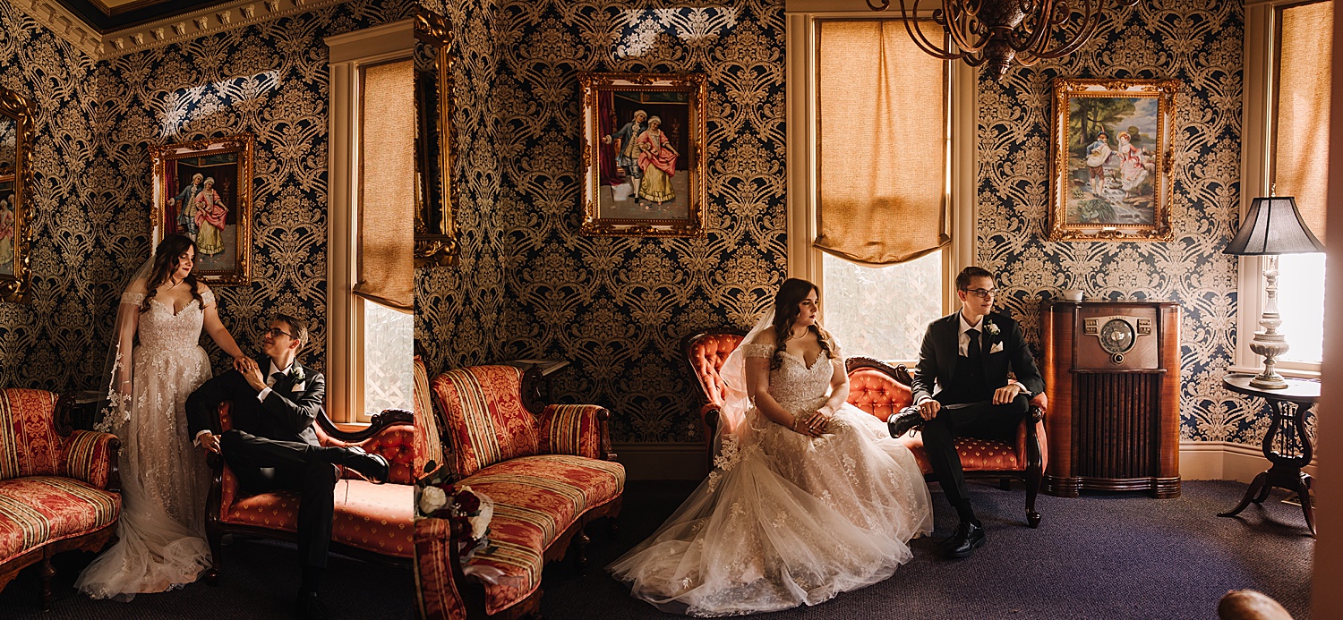 Indoor portraits at historic House intimate wedding in Michigan